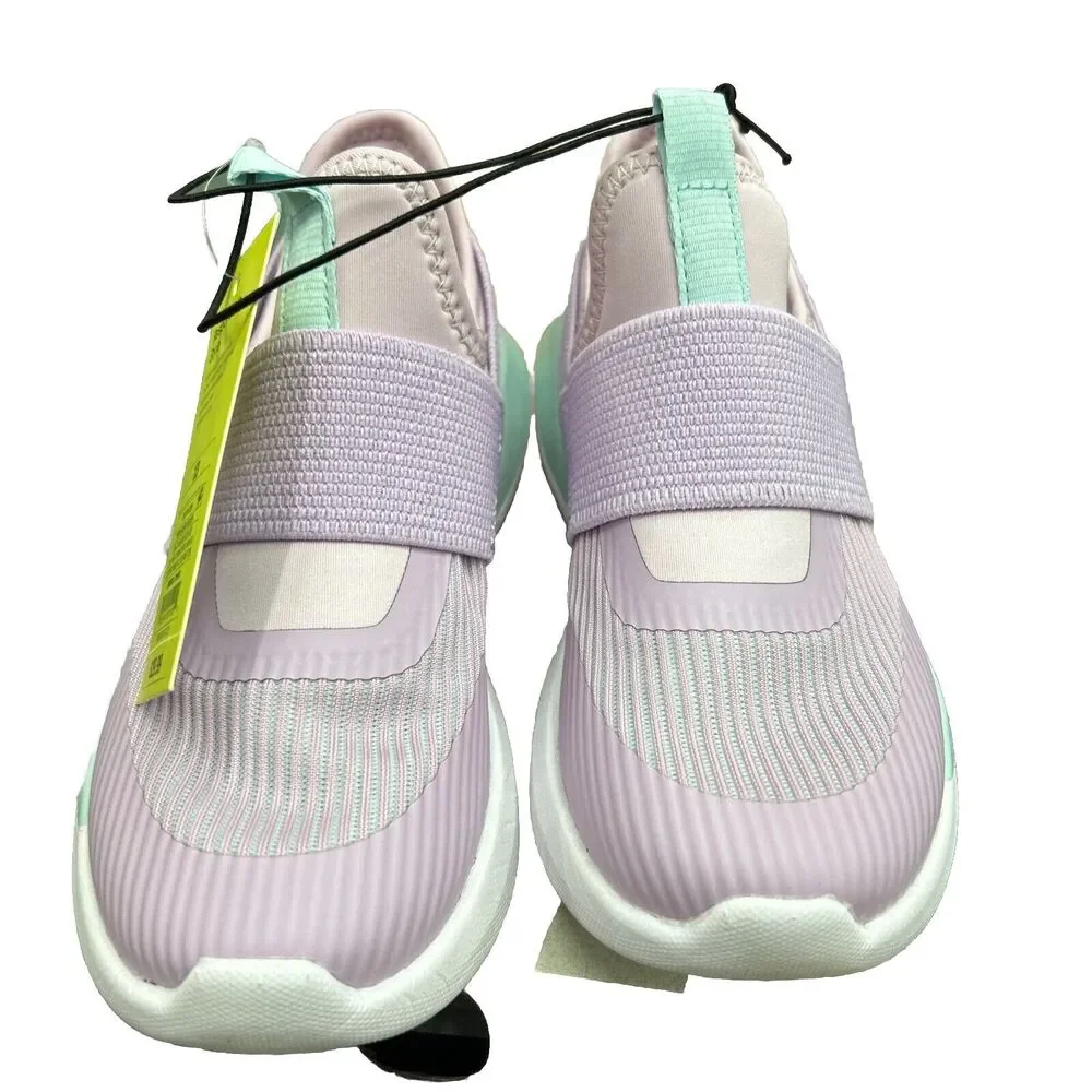 Girls‎ All in Motion Pink/Purple Slip On Performance Silver Sneakers Size 13 NWT